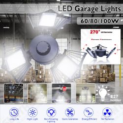 60/80/100W LED Garage Lights Deformable Ceiling Fixture Workshop Shop Three-Leaf 60/80/100W LED Garage Lights Deformable Ceiling Fixture Workshop Shop Three-Leaf