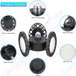 60W E27 2835SMD Sensor LED Garage Light Bulb Foldable Three-Leaves Warehouse Ceiling Lamp AC85-265V 60W E27 2835SMD Sensor LED Garage Light Bulb Foldable Three-Leaves Warehouse Ceiling Lamp AC85-265V