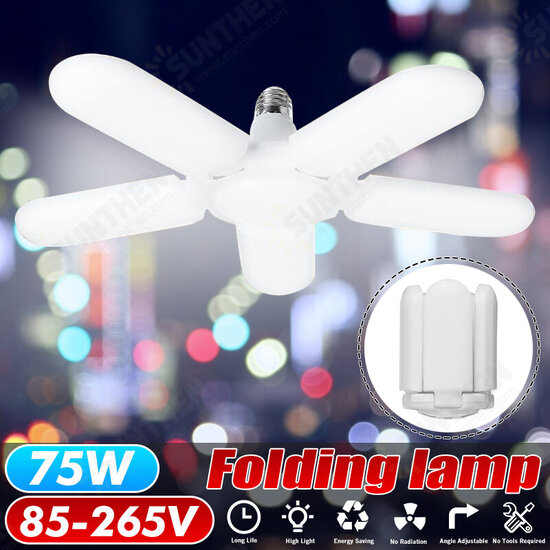 75W E27 2500LM Deformable LED Ceiling Lamp Light Fixture Foldable Home Garage