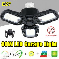 80W LED Garage Lamp Three-Leaves E27 Light Bulb Deformable Shop Work Lighting Home Ceiling Fixtures 80W LED Garage Lamp Three-Leaves E27 Light Bulb Deformable Shop Work Lighting Home Ceiling Fixtures