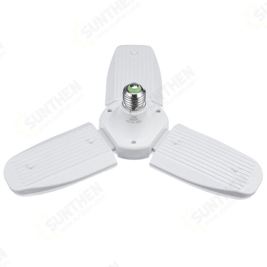 AC85-265V 35W/45W E27 Deformable LED Garage Light Foldable Fan Three-Blade Ceiling Workshop Lamp Bulb