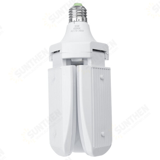 AC85-265V 35W/45W E27 Deformable LED Garage Light Foldable Fan Three-Blade Ceiling Workshop Lamp Bulb