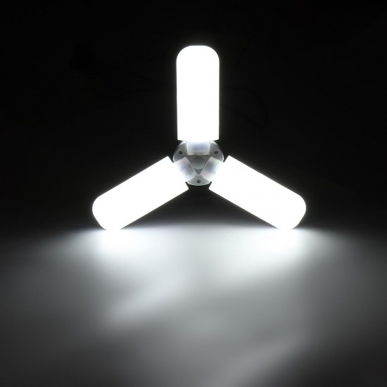 AC85-265V 45W 2835SMD Three Leaves LED Ceiling Light Bulb Foldable Garage Lamp for Home Basement Decor