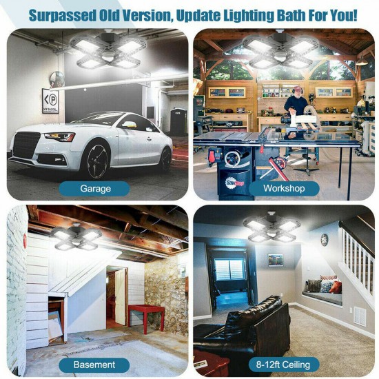 AC85-265V 60W E27 LED Light Bulb Three-Leaves Deformable Foldable Workshop Ceiling Garage Lamp