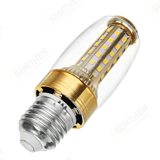 AC85-265V 9W E27 SMD2835 Gold Color Warm White 58LED Candle Light Bulb for Indoor Home Decor