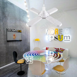 AC95-265V 60W E27 LED Light Bulb Foldable Fan Blade Angle Adjustable Ceiling Lamp for Indoor Decor AC95-265V 60W E27 LED Light Bulb Foldable Fan Blade Angle Adjustable Ceiling Lamp for Indoor Decor
