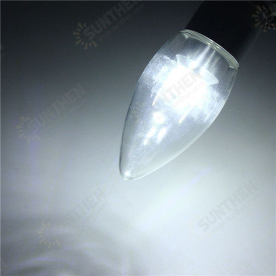 E12/E14/E27 3W Non-Dimmable LED Candle Silver Light Bulb White/Warm White 85-265V