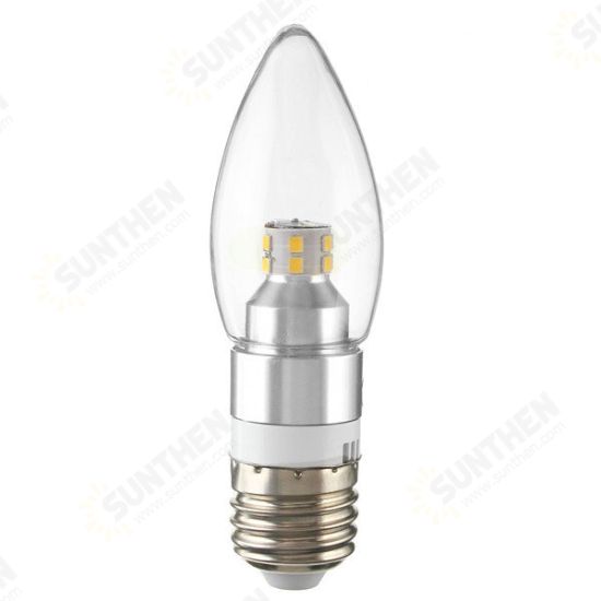 E12/E14/E27 3W Non-Dimmable LED Candle Silver Light Bulb White/Warm White 85-265V