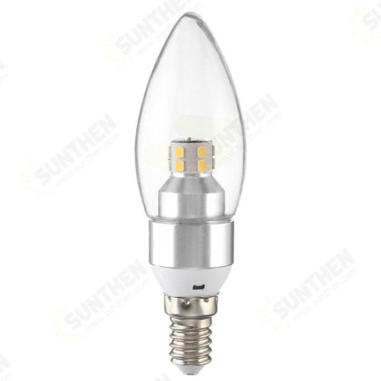 E12/E14/E27 3W Non-Dimmable LED Candle Silver Light Bulb White/Warm White 85-265V