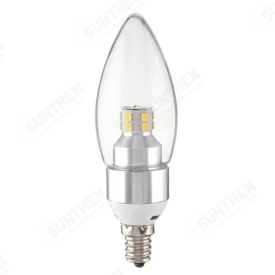 E12/E14/E27 3W Non-Dimmable LED Candle Silver Light Bulb White/Warm White 85-265V