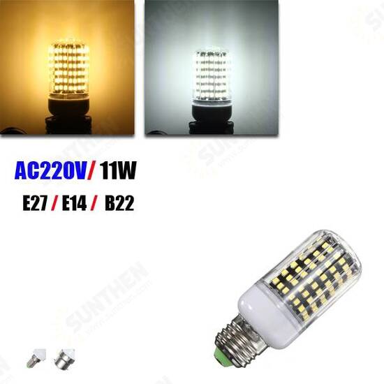 E14 B22 E27 11W LED 2835 SMD Warm White / White Cover Corn Light Lamp Bulb Non-Dimmable AC 220V