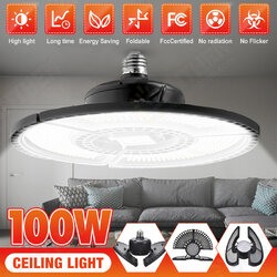 E27 100W Super Bright LED Garage Light Deformable Ceiling Lights Workshop Lamp 10000LM AC85-265V E27 100W Super Bright LED Garage Light Deformable Ceiling Lights Workshop Lamp 10000LM AC85-265V