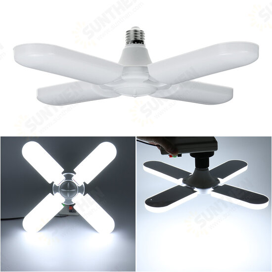 E27 2/3/4/5 Leaves Deformable LED Garage Light Bulb Adjustable Work Shop Ceiling Lamp AC220V