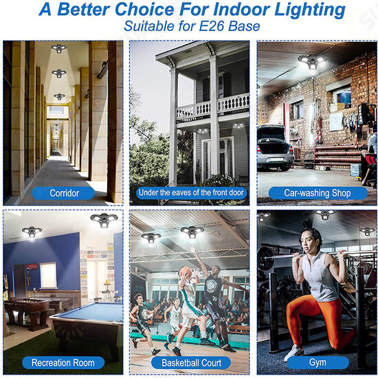 E27 25W 30W 40W LED Garage Light Bulb SMD2835 Deformable Ceiling Fixture Workshop Indoor Lamp AC85-265V E27 25W 30W 40W LED Garage Light Bulb SMD2835 Deformable Ceiling Fixture Workshop Indoor Lamp AC85-265V