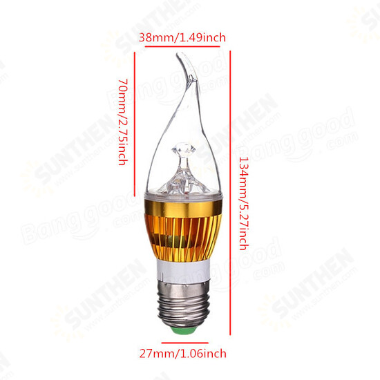 E27 3W AC85-265V White/Warm White Golden Cover LED Candle Light Bulb