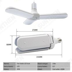 E27 45W 2835 228LED Foldable Fan Blade Angle Adjustable Light Bulb for Indoor Home Decor AC85-265V E27 45W 2835 228LED Foldable Fan Blade Angle Adjustable Light Bulb for Indoor Home Decor AC85-265V