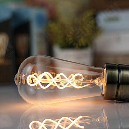 E27 4W ST64 Edison Dimmable Clear Gold Warm White Retro Edison LED Light Bulb AC110-130V AC220-240V