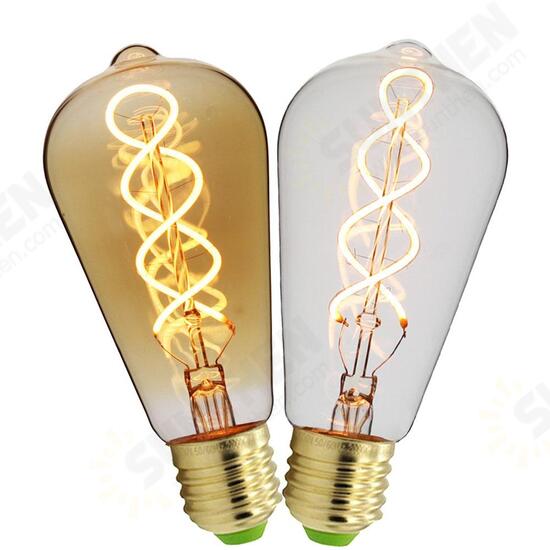 E27 4W ST64 Edison Dimmable Clear Gold Warm White Retro Edison LED Light Bulb AC110-130V AC220-240V