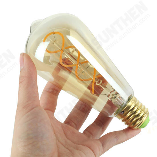 E27 4W ST64 Edison Dimmable Clear Gold Warm White Retro Edison LED Light Bulb AC110-130V AC220-240V