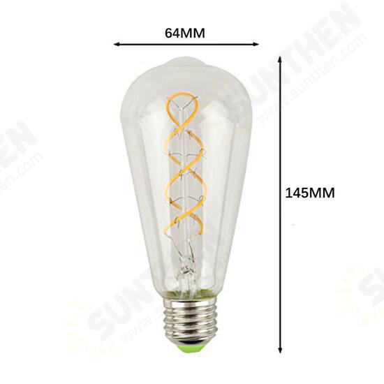 E27 4W ST64 Edison Dimmable Clear Gold Warm White Retro Edison LED Light Bulb AC110-130V AC220-240V