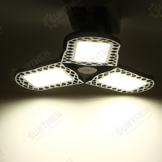 E27 5000K Three Leaf Garage Work Lights Ceiling Deformable Fixture Shop Lamp