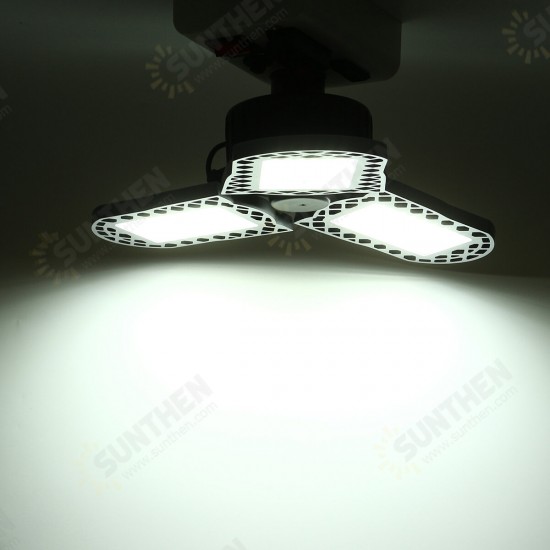 E27 5000K Three Leaf Garage Work Lights Ceiling Deformable Fixture Shop Lamp