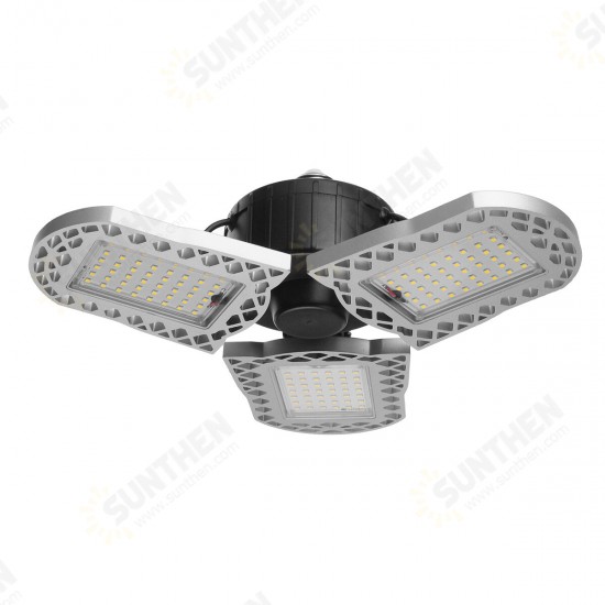 E27 5000K Three Leaf Garage Work Lights Ceiling Deformable Fixture Shop Lamp