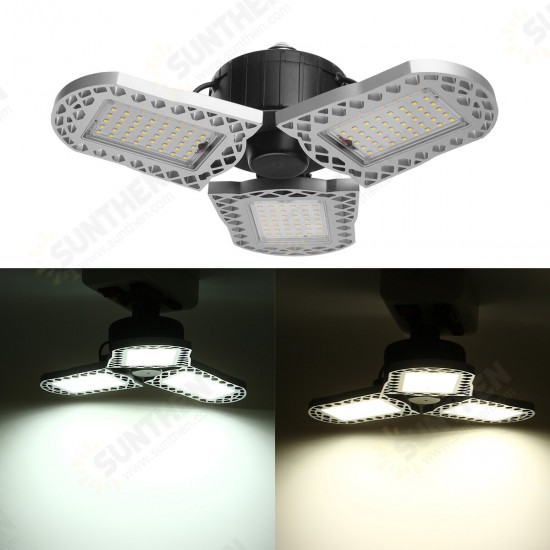 E27 5000K Three Leaf Garage Work Lights Ceiling Deformable Fixture Shop Lamp