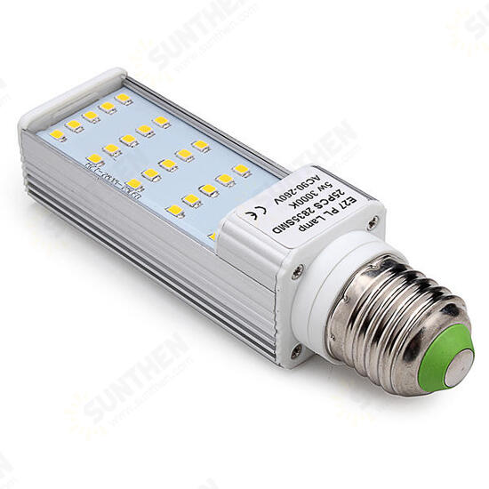 E27 5W 420-450LM White/Warm White 25 2835 SMD LED Plug Light 90-260V