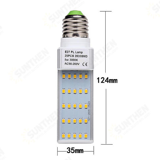 E27 5W 420-450LM White/Warm White 25 2835 SMD LED Plug Light 90-260V