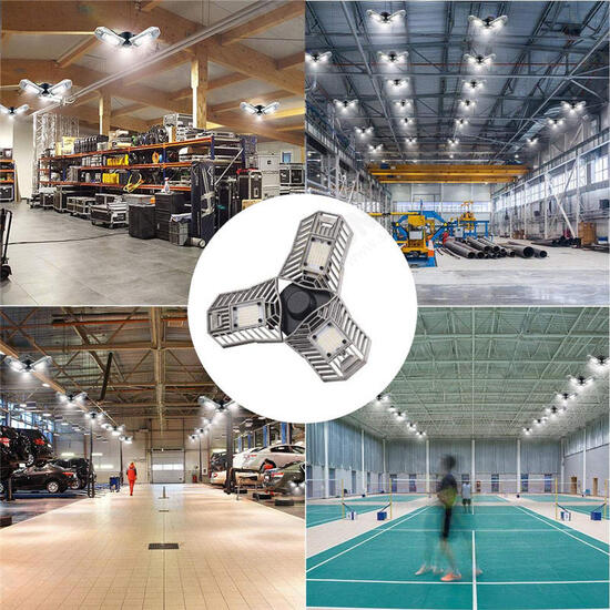 E27 60W 6000LM 144 LED Light Bulb Deformable Adjustable Daylight Shop Ceiling Garage Lamp AC220V