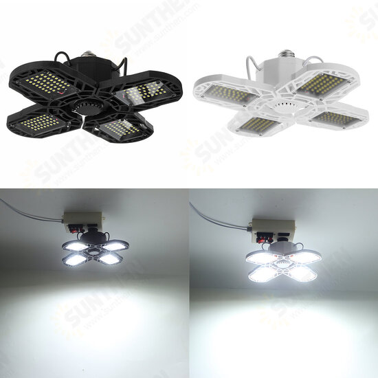 E27 80W LED Garage Lights Deformable Garage Ceiling Light LED Bulb 4 Deformable Panels