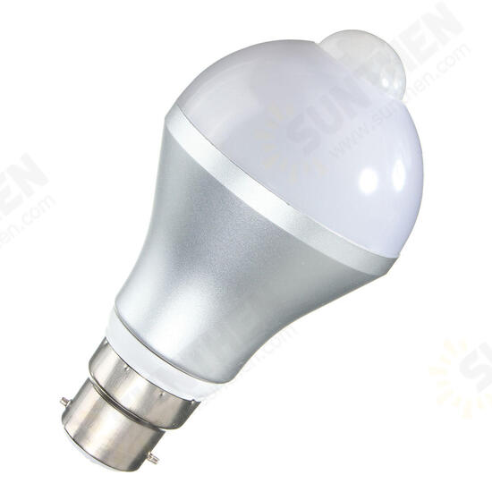 E27 B22 5W Auto PIR Motion Sensor LED Infrared Energy Saving Light Bulb 85-265V