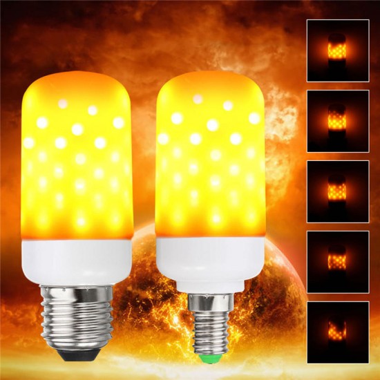 E27 E14 2.7W Two Modes LED Flame Effect Simulated Corn Light Bulb Nature Fire Home Lamp AC85-265V