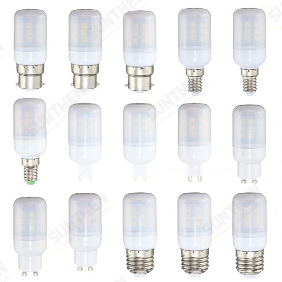 E27 E14 B22 G9 GU10 3W 27 SMD 5050 LED Pure White Warm White Natural White Cover Corn Bulb AC220V