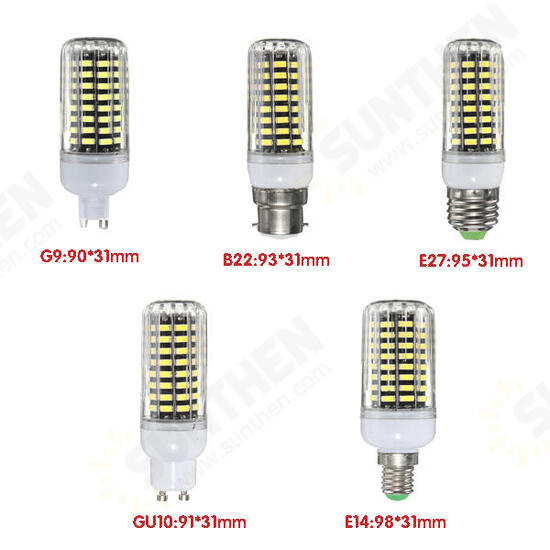 E27 E14 B22 G9 GU10 7W 64 SMD 5733 1000LM LED Warm White White Cover Corn Bulb AC 110V