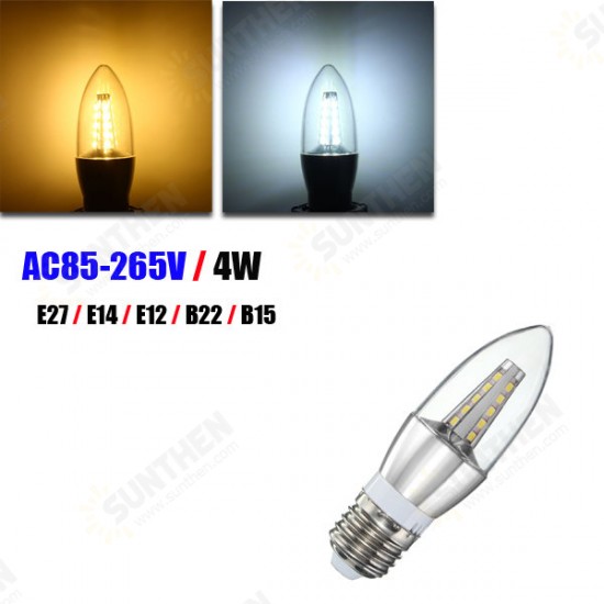 E27 E14 E12 B22 B15 4W 25 SMD 2835 LED Warm White White Candle Light Lamp Bulb AC85-265V