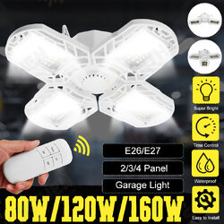 E27 LED Garage Light Bulb Ceiling Fixture Shop Workshop Deformable Lamp Remote E27 LED Garage Light Bulb Ceiling Fixture Shop Workshop Deformable Lamp Remote