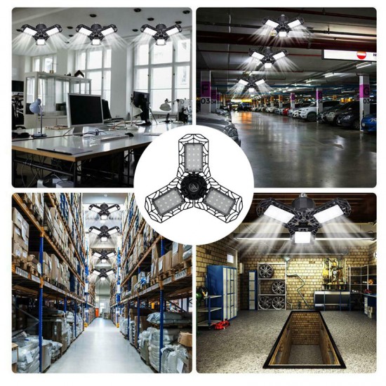 E27 LED Garage Light Bulb Deformable Ceiling Fixture Lights Shop Workshop Lamp