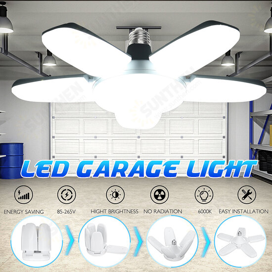 E27/B22 Deformable LED Garage Light Bulb 80W SMD2835 Ceiling Fixture Home Shop Workshop Lamp 85-265V/220V