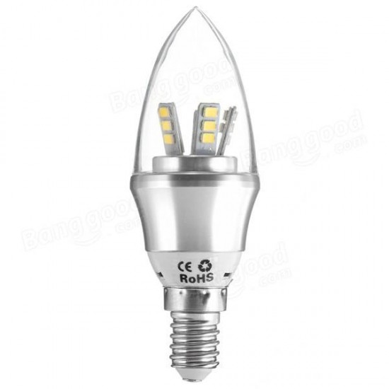 E27/E14/E12/B22/B15 6W LED Warm White/White 25SMD 2835 Silver Candle Light Bulb Lamp 220V