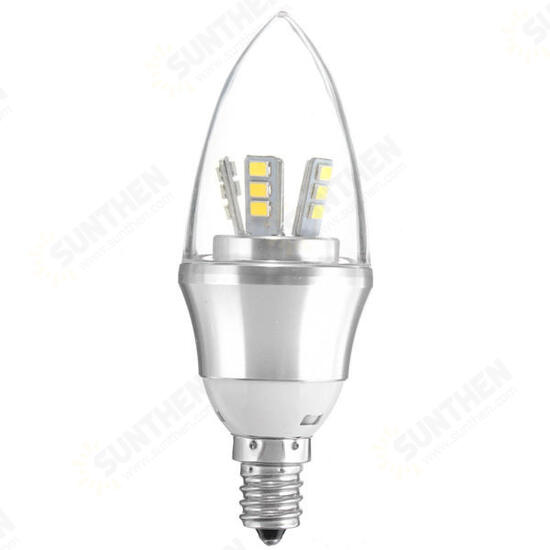 E27/E14/E12/B22/B15 6W LED Warm White/White 25SMD 2835 Silver Candle Light Bulb Lamp 85-265V