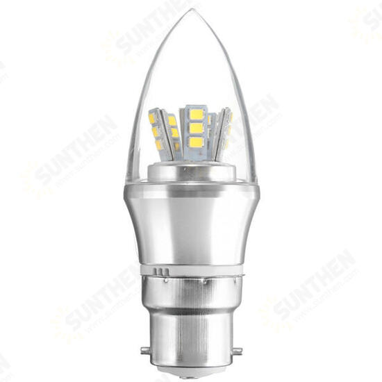 E27/E14/E12/B22/B15 6W LED Warm White/White 25SMD 2835 Silver Candle Light Bulb Lamp 85-265V