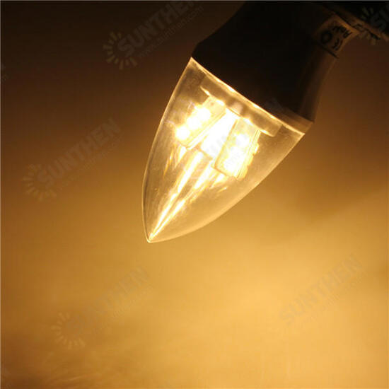 E27/E14/E12/B22/B15 6W LED Warm White/White 25SMD 2835 Silver Candle Light Bulb Lamp 85-265V