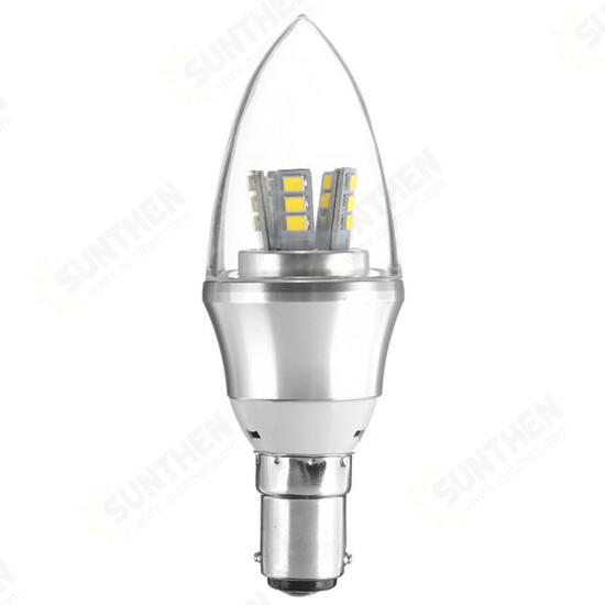 E27/E14/E12/B22/B15 6W LED Warm White/White 25SMD 2835 Silver Candle Light Bulb Lamp 85-265V