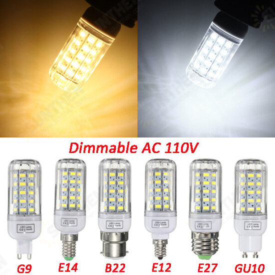 E27/E14/E12/B22/G9/GU10 Dimmable 5W AC110V LED Bulb White/Warm White 50 SMD 5730 Corn Light Lamp E27/E14/E12/B22/G9/GU10 Dimmable 5W AC110V LED Bulb White/Warm White 50 SMD 5730 Corn Light Lamp
