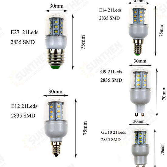 E27/E14/G9/GU10/B22 2.8W 450LM 21 SMD 2835 LED Corn Bulb Warm White/White 220V E27/E14/G9/GU10/B22 2.8W 450LM 21 SMD 2835 LED Corn Bulb Warm White/White 220V