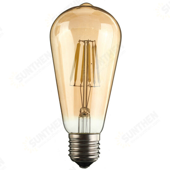 Amber Shell E27 / E26 ST58 6W COB 220V Edison Retro Light Blub Squirrel Cage Not Dimmable Warm White 600lm