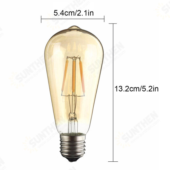 Amber Shell E27 / E26 ST58 6W COB 220V Edison Retro Light Blub Squirrel Cage Not Dimmable Warm White 600lm
