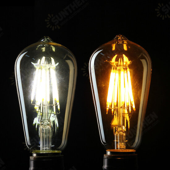 Amber Shell E27 / E26 ST58 6W COB 220V Edison Retro Light Blub Squirrel Cage Not Dimmable Warm White 600lm